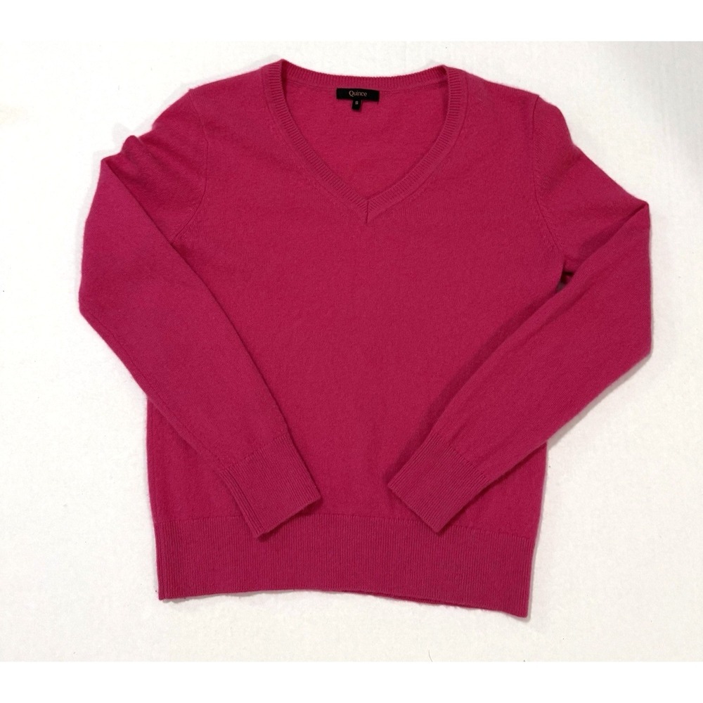 Quince Mongolian Cashmere Sweater Women's S Raspberry Pink V Neck Long Sleeve - Picture 7 of 7
